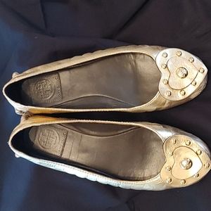 Tory Burch Metallic Gold Ballet Flats